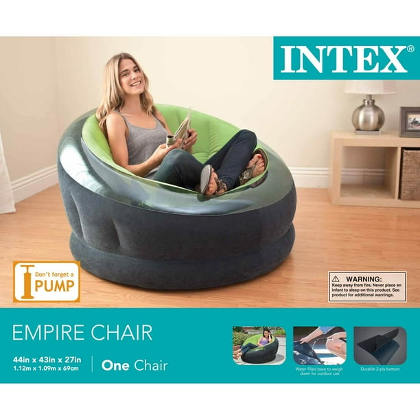 Intex Empire Inflatable Blow Up Lounge Dorm Camping Chair for Adults Lime Green Walmart