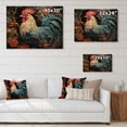 thumbnail image 4 of Designart "Rooster Among Orange Flowers Blue" Animals Print on Natural Pine Wood, 4 of 5