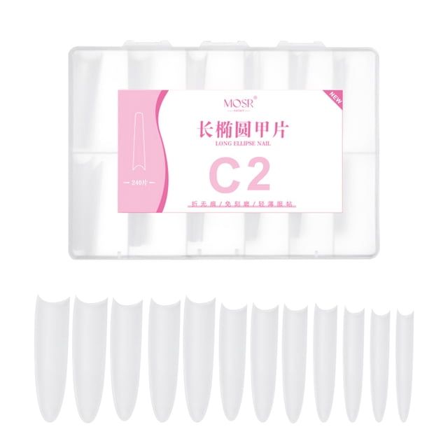 240PCS Half Cover False Nails Long Nail Tips Stick-On Fake Nails for Soak Off Nail Extensions Nail Art Tool