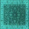 thumbnail image 1 of Ahgly Company Indoor Square Oriental Turquoise Blue Industrial Area Rugs, 3' Square, 1 of 4