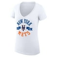thumbnail image 2 of Women's G-III 4Her by Carl Banks White New York Mets Super-Slim Fit Lightweight City Graphic V-Neck T-Shirt, 2 of 5