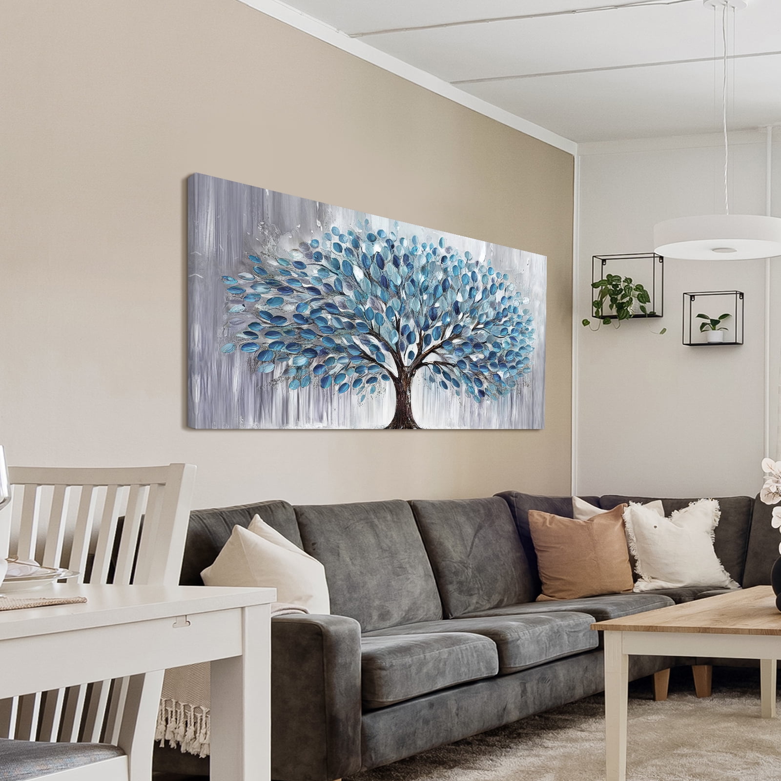 Oversized Tree and Life Paintings, Large Canvas Wall Art for Living Room Bedroom Decor, Abstract Landscape Artwork Nature Pictures Prints for Office Home 40x20"