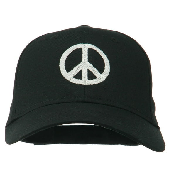 Peace Symbol Embroidered Cotton Twill Cap - Black OSFM