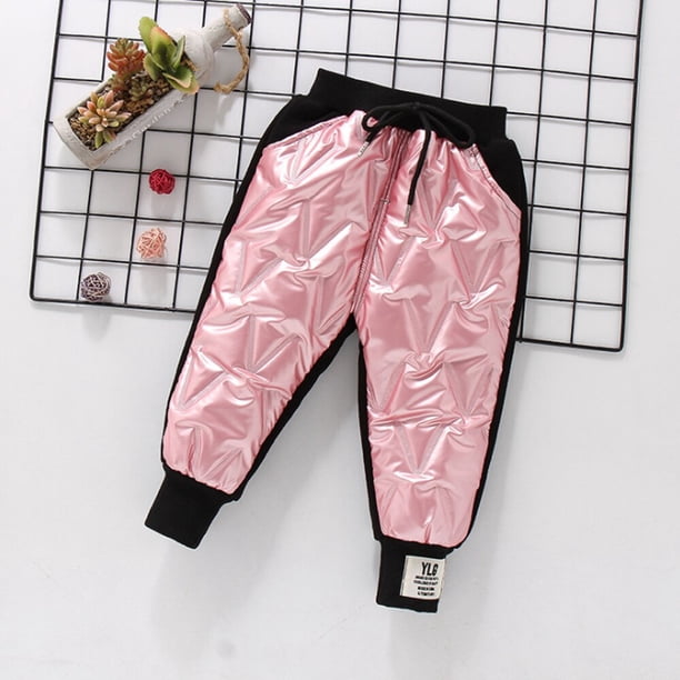 Pantalones de invierno para niños y niñas, pantalón cálido de acolchado grueso de algodón, pantalones de esquí impermeables, ropa para niños