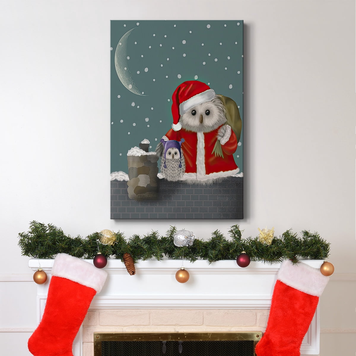 Christmas Santa Owl- Gallery Wrapped Canvas
