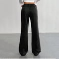 thumbnail image 5 of Women's Soft Stretchy Wide Leg Pants for Women, Mid Elastic Waist, Straight Leg Solid Color, Business Casual Work Office Lounge, Womens Trousers Cropped Pants | UKHCCC,Black L, 5 of 8