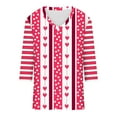 thumbnail image 5 of VALMASS Valentine's Day 3/4 Sleeve V Neck Shirts Women Casual Cute Heart Print Tee Plus Size Pullover Tops (M, Pink), 5 of 5
