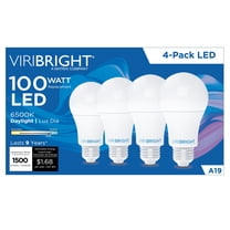 VIRIBRIGHT® A19 LED Bulb, 100W, Non Dimmable, 1500 Lumens, 6500K (4 Pack)