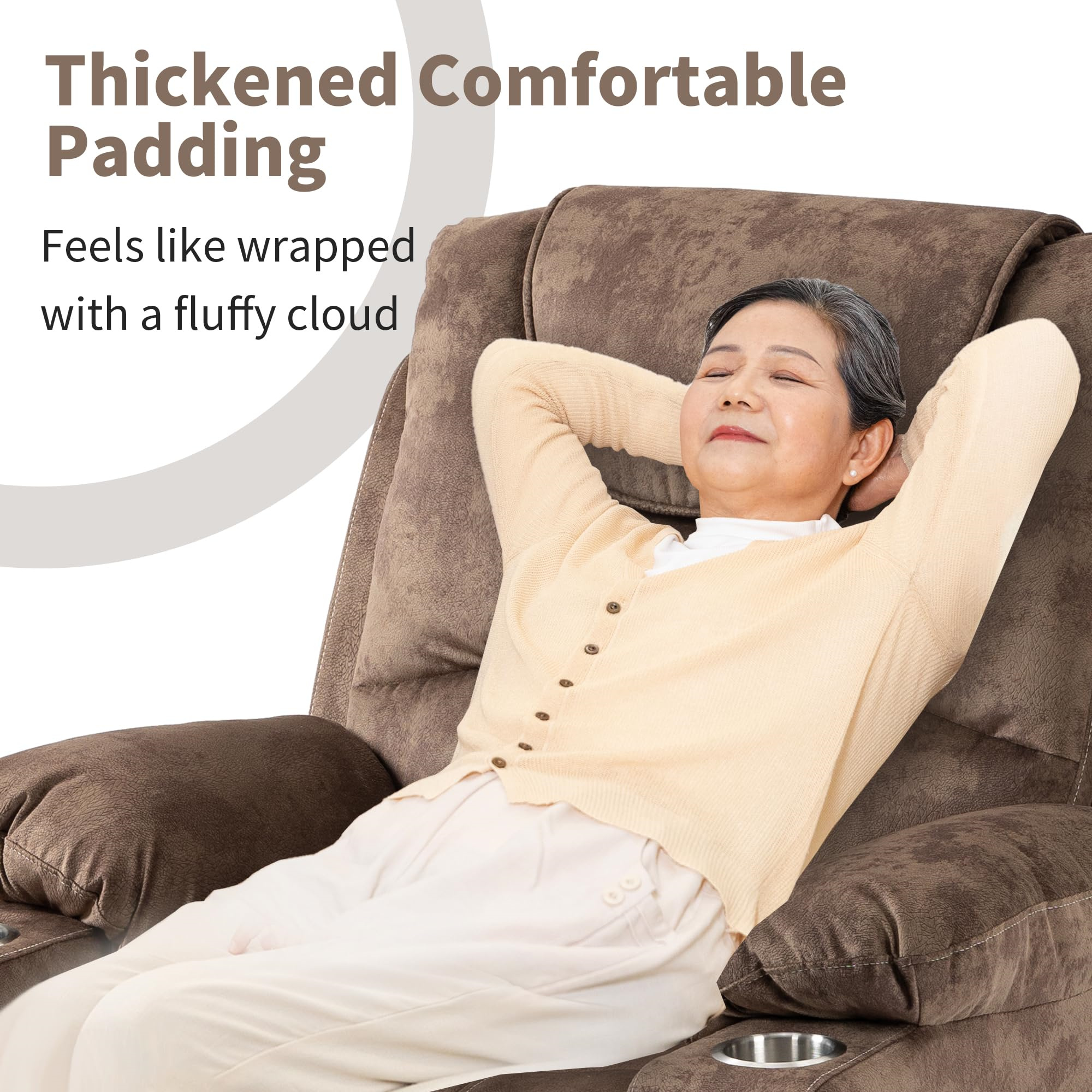 Aukfa Dual OKIN Motor Power Lift Recliner Chair for Elderly, 180° Lay Flat Electric Recliner with Massage & Heat, USB Ports, Velvet, Brown
