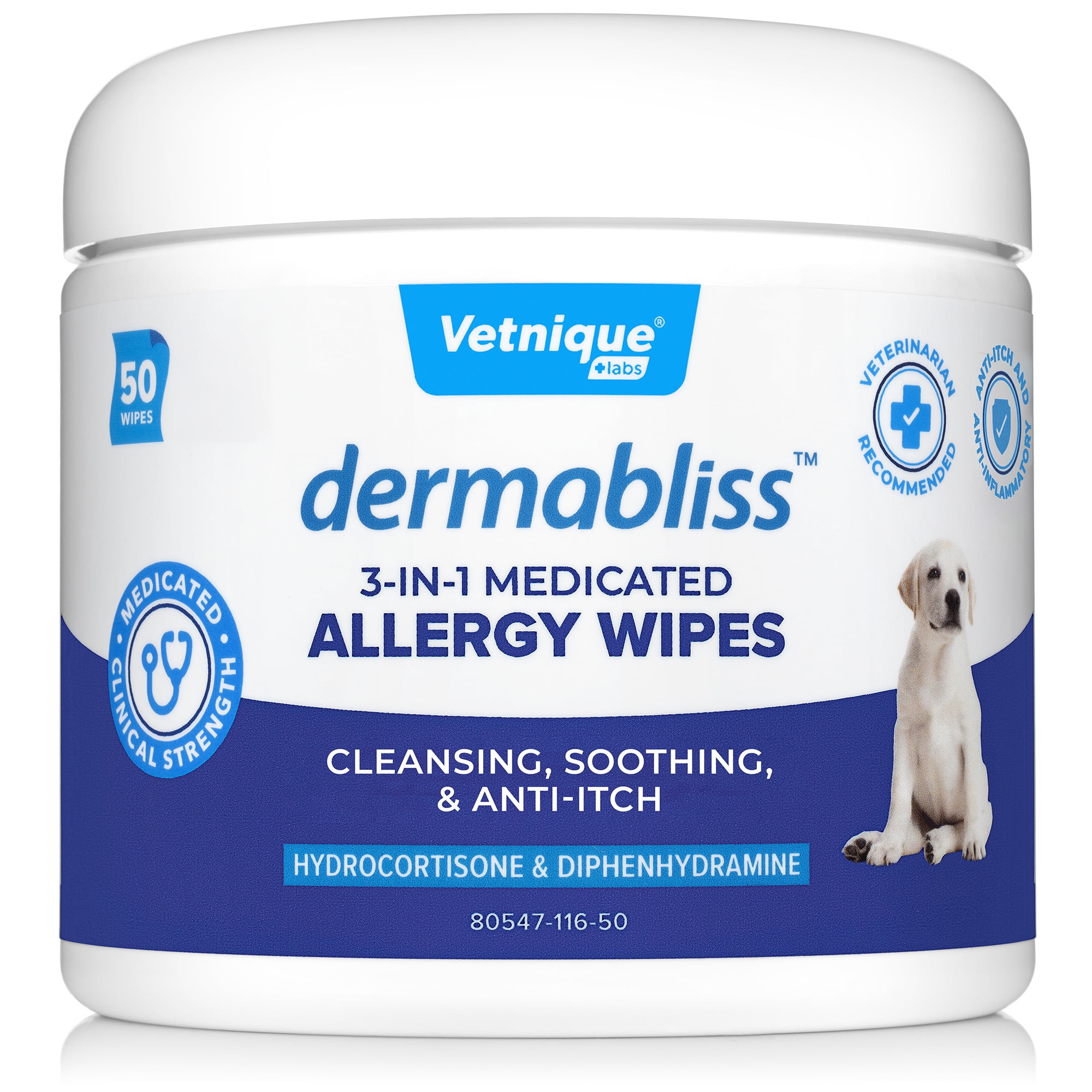Dermabliss 3in1 Medicated Allergy Wipes for Dogs and Cats with