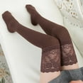thumbnail image 2 of Over the Knee Socks for Women with Lace Trim Stretchy Thigh High Stockings Soft Comfortable Long Socks for Daily Wear, 2 of 3