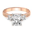 thumbnail image 5 of IGI Certified 3 Carat Radiant Shape Lab Grown Diamond Engagement Ring | 14K Rose Gold | Valencia Three Stone Vintage Diamond Ring | FG-VS1-VS2 Quality Friendly Diamonds, 5 of 7