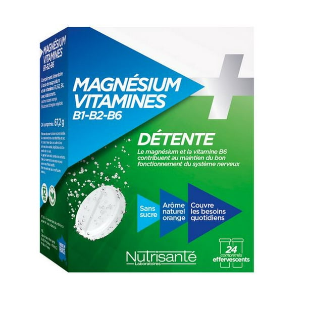 Magnesium + Vitamins B2 B6 24 Effervescent Tablets -