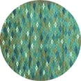 thumbnail image 1 of Ahgly Company Machine Washable Indoor Round Southwestern Turquoise Blue Country Area Rugs, 7' Round, 1 of 4