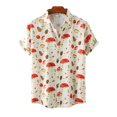 thumbnail image 2 of Camisas de manga corta con botones para hombres y mujeres Camisas hawaianas con estampado de hongos Camisas casuales con flores Camisas hawaianas, 2 of 5