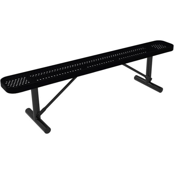 Coated Outdoor Furniture Heavy-Duty Portable Outdoor Bench Thermoplastic Coated, Punched Steel, Commercial-Grade Seating, Made in America (Portable Without Back, 6 Ft, Black)