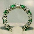 thumbnail image 4 of 2Ct Lab-Created Emerald & Diamond Full Eternity Ring Band 14K White Gold Plated Sterling Silver, 4 of 4