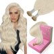 thumbnail image 1 of YoungSee Extensiones de cabello con punta I, rubio platino, extensiones Itip, extensiones de cabello con punta rubia, cabello humano rubio, extensiones con punta I, 20 pulgadas, 50s, 50 g, extensiones, 1 of 5