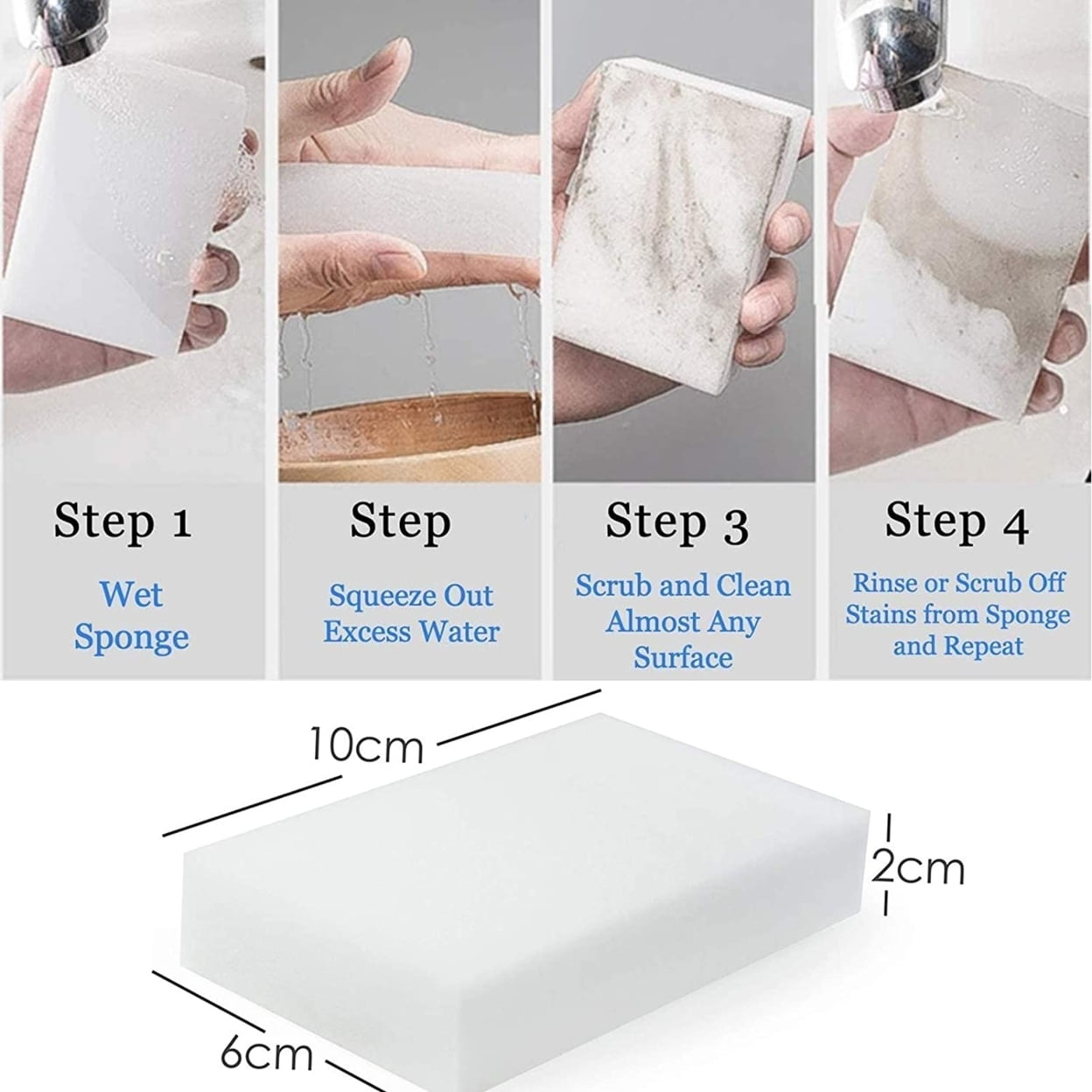 100pcs Melamine Sponge Multi Functional Magic Cleaning Sponge Eraser White Non Scratching Cleaner Household Cleaning Tools Cleaning Spong