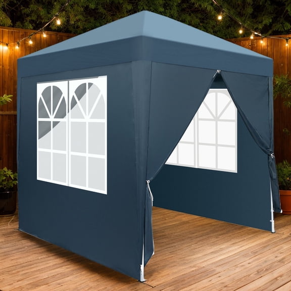 Blue 2x2m Folding Tent with 2 Doors, Waterproof Camping Gazebo