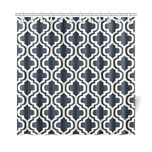 Cortina de Ducha Marroquí ABPHQTO Azul Oscuro Impermeable 160x180 cm