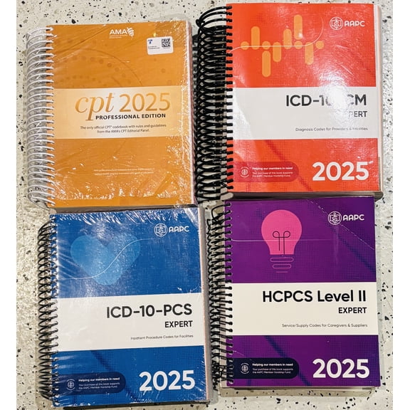 AMA CPT Book, ICD-10 Code Book, HCPCS Book, ICD-10-PCS Complete Code Set - 2025 Physician Bundle / Facility Coder Bundle by AAPC