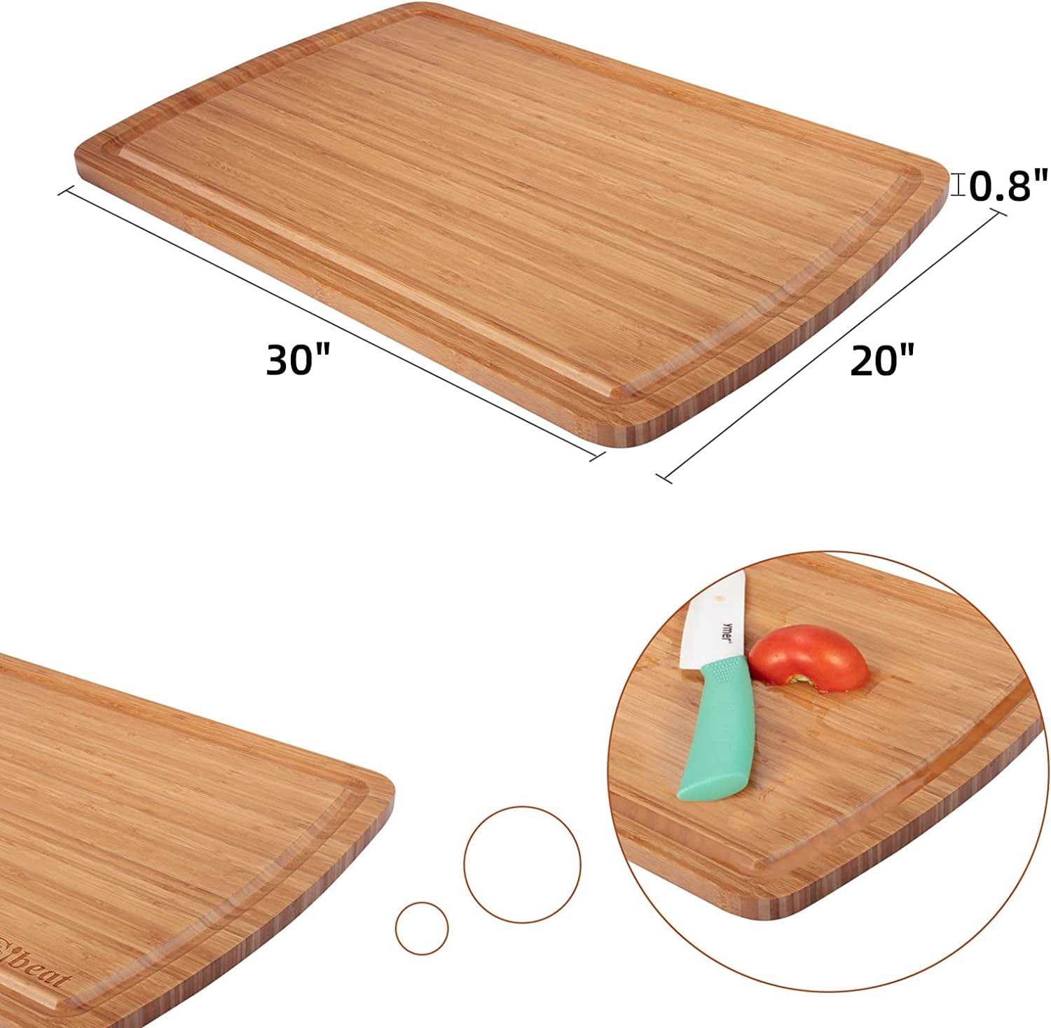 Garvee Extra Large Bamboo Cutting Board for Kitchen, 30 x 20 Inch Wooden Butcher Block for Turkey, Meat, Vegetables, BBQ, Over the Stove Cutting Board with Juice Groove