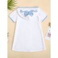 thumbnail image 3 of Argulvti Kid Swim Coverups Bow/Elephant Embroidery Short Sleeve Hooded Robe Zip-Up Towel Beachwear, 3 of 7