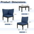 thumbnail image 4 of Gotland 6-Seater Patio Furniture Set - Modern Outdoor Metal Sectional Sofa with Navy Thick Cushions and Coffee Table, 4 of 6