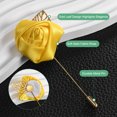 thumbnail image 2 of Uxcell 1-Pack Insignias de Flor para Hombres, Pin de Rosa Hoja Dorada para Novios en Bodas/Bailes/Fiestas [Amarillo], 2 of 7