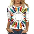 thumbnail image 2 of Mceream Mardi Gras Shirts for Women Funny Printed Graphic 3/4 Sleeve Crewneck Tops Pullovers Blouses 2026 Carnival Outfit Multicolor M, 2 of 8
