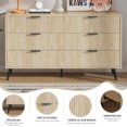 thumbnail image 4 of Furtivusia 6 Drawer Double Dresser for Bedroom, Modern Chest of Drawers with Storage, Wide Storage Cabinet Dresser Organizer for Living Room, Wood Color, 4 of 8