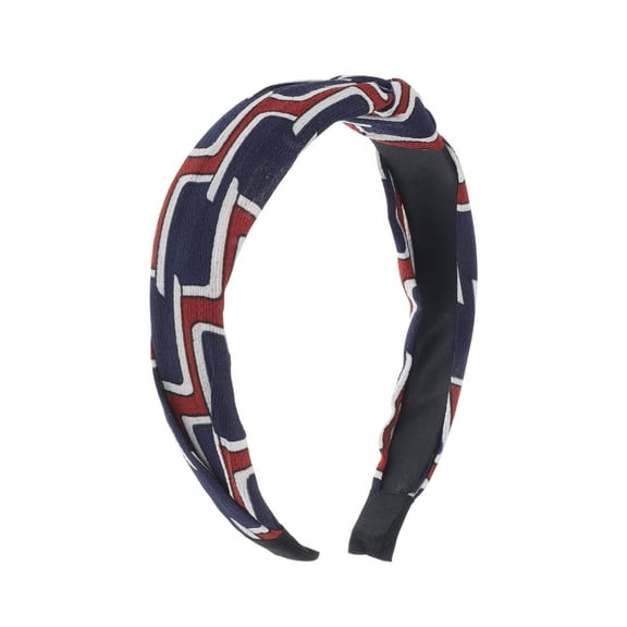 Unique Bargains 1 Pc Grace Block Pattern Wide Cross Knot Headbands for Women Navy Blue