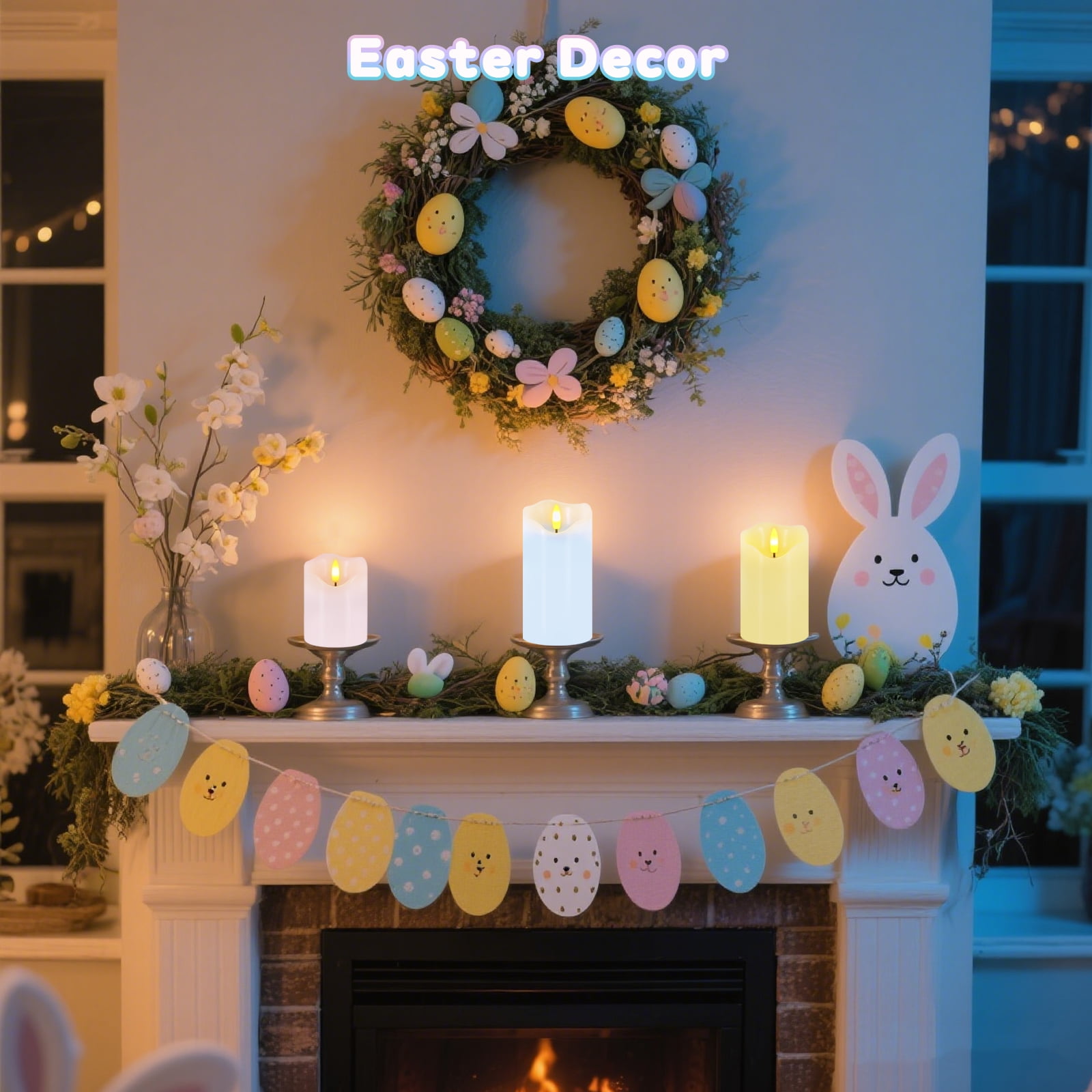 Flameless Candles Light, Set of 3 Pastel Spring LED Candles with Remote & Timer, Flickering Easter Pillar Candles Battery Operated, Real Wax Electric Candles for Home Spring Easter Decor