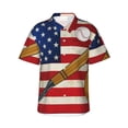 thumbnail image 1 of KLL American Flag And Baseball Pattern Men's Hawaiian Shirt Short Sleeve Button Down Beach Shirts,Small, 1 of 7