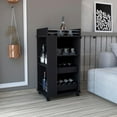 thumbnail image 3 of Lansing Bar Cart with 2-Side Shelves in Black Wengue Engineered Wood, 3 of 5