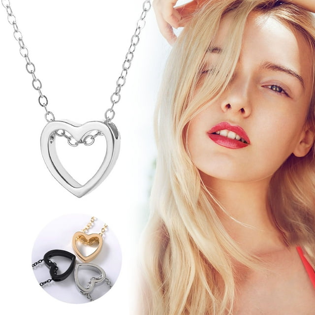 Fiudx Liquidación de ahorros de verano Collar tonos en forma de corazón de melocotón para pareja, regalo de joyería para el día de San Valentín