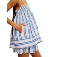 thumbnail image 5 of Women Y2k Striped Sleeveless Flowy Hem Crop Top+High Waist Lounge Shorts Set 2 Piece Sleepwear Light Blue XL, 5 of 8