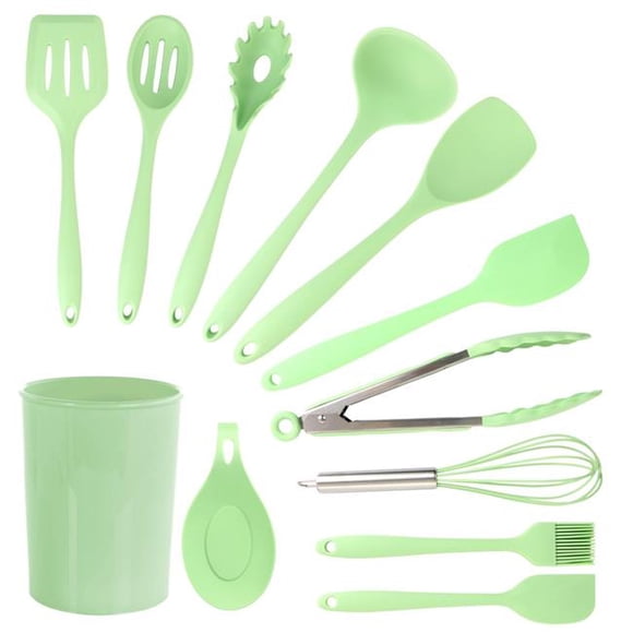 Silicone Cooking Utensils, Mint Green - Set of 12