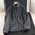 thumbnail image 5 of Zedker Women's Long Sleeve Fleece Coat Full Zip Fleece Jacket Soft Fleece with Pockets Gray XL, 5 of 10