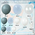thumbnail image 2 of Dusty Blue Balloons Arch Kit, 134 Pcs Muted Light Baby Slate Blue and White Balloon Garland mit 18 Inch Pale Clear Balloon *5, Long Balloon as Bow Decor, 2 of 7