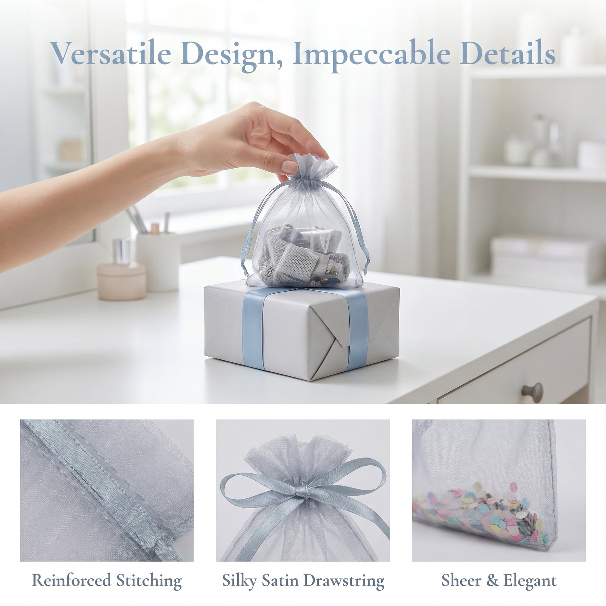 Unique Bargains Multi-Purpose Gift Bags with Handles for Events Gray 3.9" x 5.9"