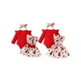 thumbnail image 2 of Baby Toddler Girls Christmas Outfits 0 3 6 12 18 Months Long Sleeve Romper + Bow Suspender Skirt + Headband Set Newborn Clothes, 2 of 9