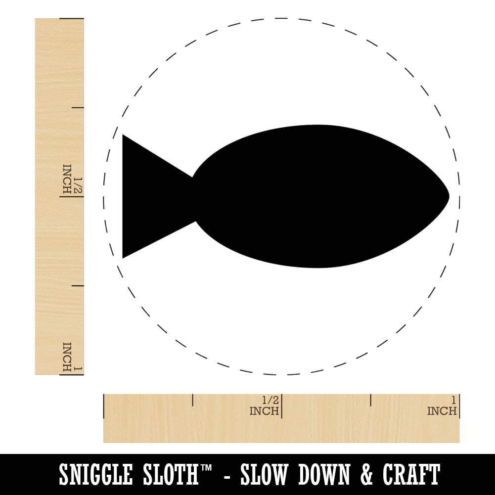 Fish Solid Self-Inking Rubber Stamp Ink Stamper - Fuchsia Ink - Medium 1 Inch