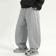 thumbnail image 2 of BOOMNY Toddler Boys Baggy Sweatpants Wide Leg Jogger Pants for Boys Casual Solid Color Elastic Waist Drawstring Cozy Athletic Trousers for Children, 2 of 9
