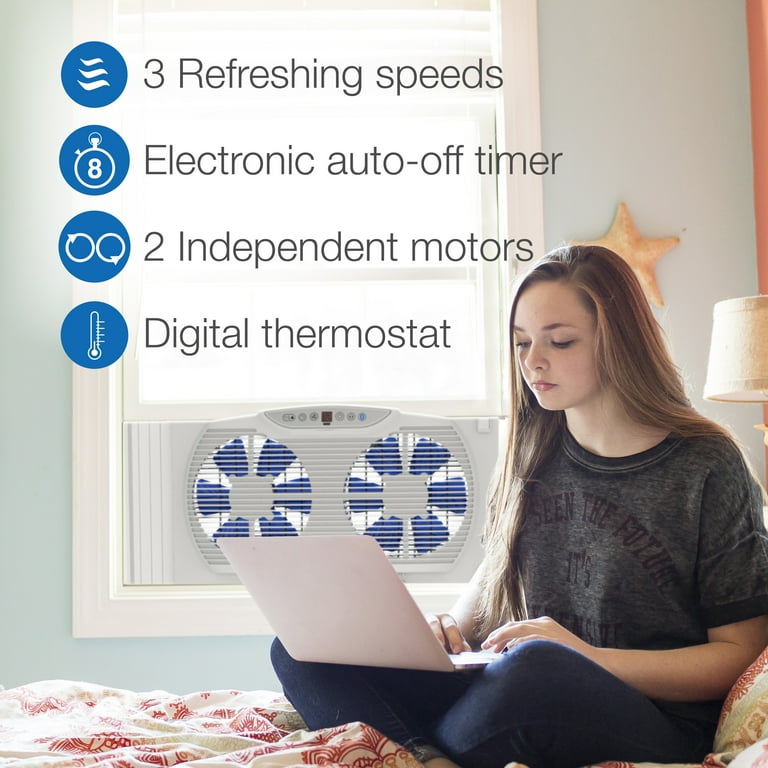Lasko Electrically Reversible Twin Window Fan with Bluetooth® Technology,  W09560, White - Walmart.com