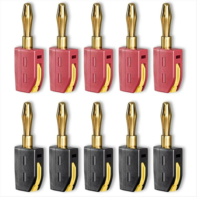 P10064 10 Conectores Banana de 4 mm, Conexión Rápida de Alta Corriente, Chapados en , 32 A, para Pruebas Eléctricas