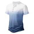 thumbnail image 3 of WREESH Men's Gradient Henley Shirts Casual Short Sleeve Shirt with Button Detail a Refreshing Gradient Print for a Unique Style Blue, 3 of 4