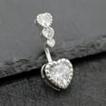thumbnail image 4 of QQTDFG 925 Sterling Silver Hearts CZ Belly Button Navel Ring Piercing Bar Hawaii A4520-6.5mm, 4 of 9