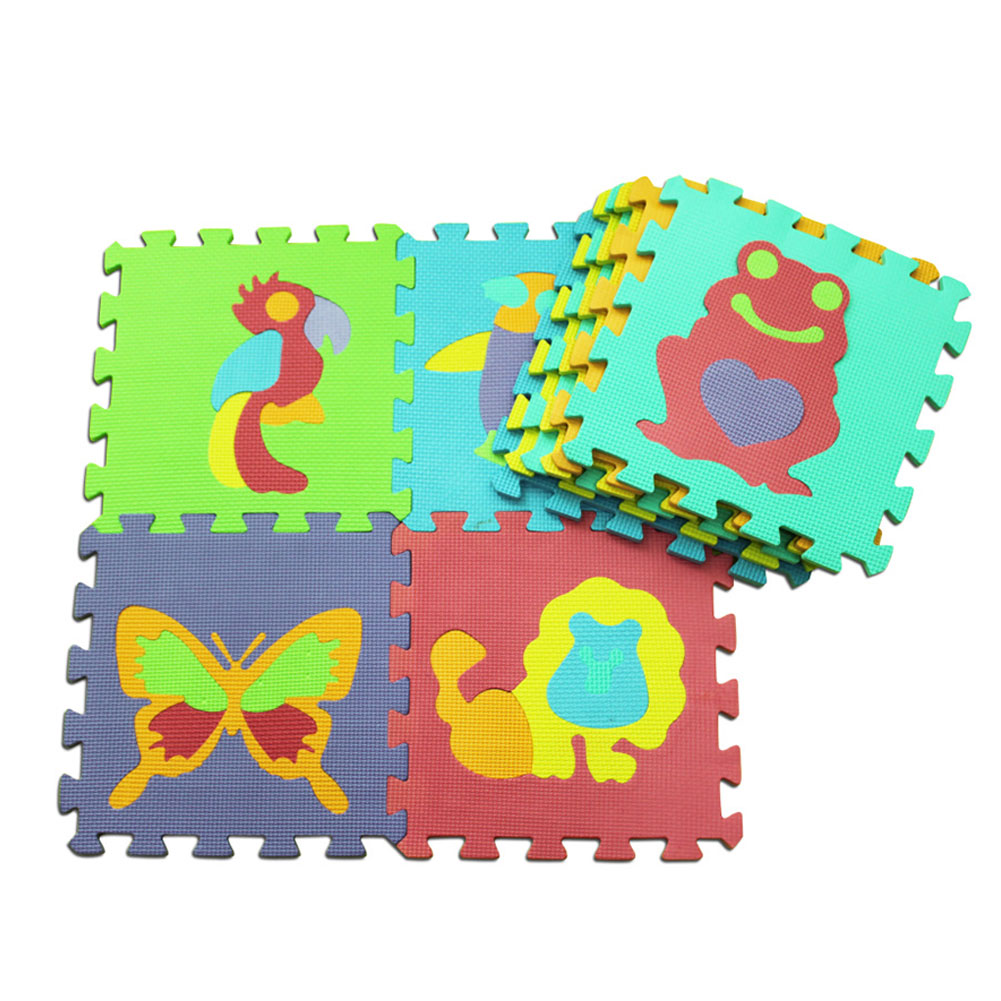 Temacd 10Pcs Baby Kids Crawling EVA Floor Mat Animal Fruit Numbers